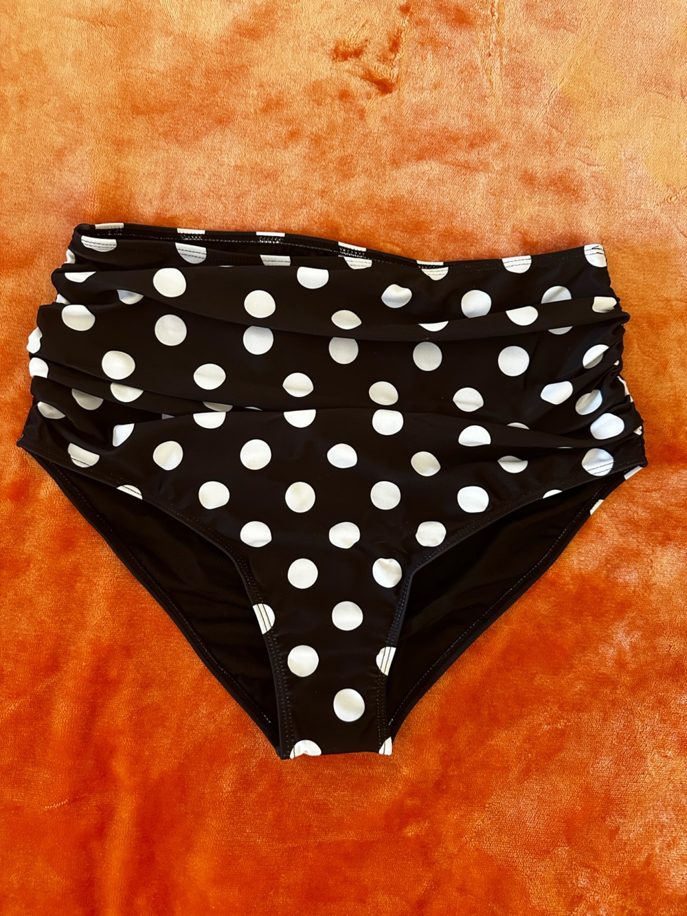 Black and White Polka Dot High-Waist Bikini Bottom NWOT